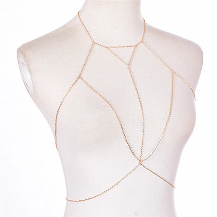 Metal Body Bust Chain Jewelry For Women Sexy Bikini Ladies Breast Crystal Breast Chain Necklace Decoration Summer Body Jewelry