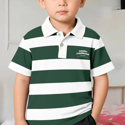 Polo Shirts for Kids Gradient Striped 3D Print Fashion Child Polo Shirt Boy Clothes Lapel Tops Street Casual Children's Clothing