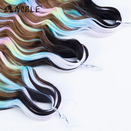 Noble Braiding Hair Extensions 24 Inch Synthetic Hair Water Wave Ombre Rainbow color Deep Wave Curl Twist Crochet Hair Extension