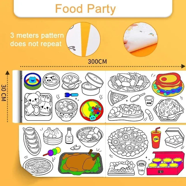 Children's Drawing Roll Scroll DIY Coloring Paper Roll Color Filling Graffiti Paper-cut for Kids Painting Educational Kids Toys