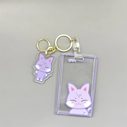 2-Pieces Pendant Kpop ATEEZ Keychain Acrylic Card Holder Photocard Sleeves Pendant Keyring Hongjoong Seonghwa Yunho San Mingi