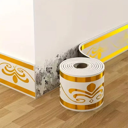 1Roll 10cmx5m Rolled Self-Stick Baseboard Trim-Anti-Collision Wall Waistband Sticker for Living Room Bedroom Home Decor ﻿