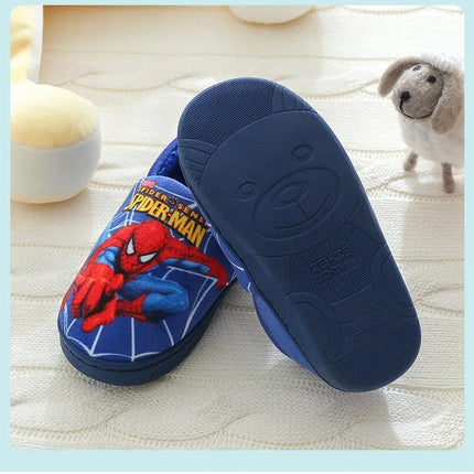 Cartoon Pattern Boys Spider Man Cotton Shoes Indoor Slippers Autumn Winter Warm Home Wear Children's Cottonslippers Anti-slip