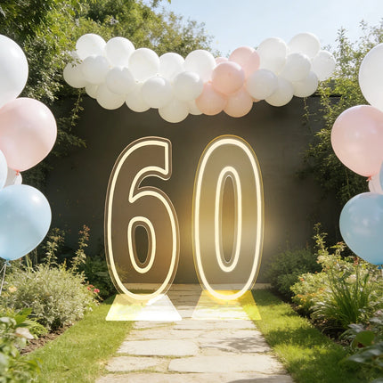 Large Size Warm White LED Neon Numbers Sign 76cm/100cm Stand up & Wall Mounted for Birthday Wedding Celebration Party Decor