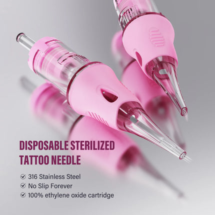 FAMISOO 10PCS Tattoo Cartridge Needles Professional RL Tattoo Cartridge Needle for Eyebrows Lip Permanent Makeup Tattoo Supplies