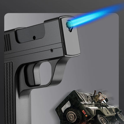 Creative Pistol Lighter Cigarette Box 10PCS Jet Butane Gas Torch Lighter Welding Gun Windproof Cigar Lighter Unusual Men Gift