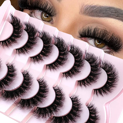 7pairs Natural Russian Strip Lashes Fluffy Mink Lashes 3D False Eyelashes Fluffy Volume Eyelashes Fake Eyelash Extension Make Up