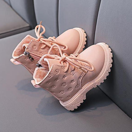 Bota Kid Boots Kid Fashion Boots Autumn Winter Boys British Plush Short Boot Girl Ankle Boots French Boy/ Girls Boots Kid Shoes
