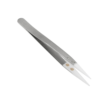 Stainless Steel Ceramic Tip Tweezers Antimagnetic High Temperature Resistant Non-Conductive Precision Tool for Professionals