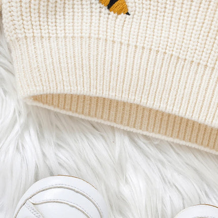 White Infant Baby Boy Girl Sweater Long Sleeve Knitted Toddler Casual Outwear Pullovers Tops 0-3T Spring Autumn Winter Costumes