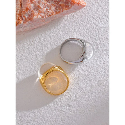 Yhpup Textured Cast Stainless Steel Hoop Earrings Inalid Transparent Resin Fashion Golden Jewelry Aretes De Mujer Modernos