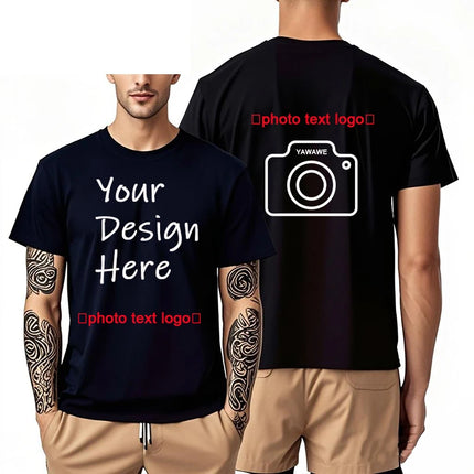 Customized T-shirt Add Your Design Photo, Pattern, Logo Men Tshirt Both Sides Suitable for Summer T-shirts/Father's Day/T Shirt