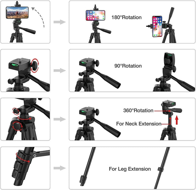 NA-3110 Phone Tripod Stand 102cm Universal Photography for Gopro iPhone Samsung Xiaomi Huawei Phone Aluminum Travel Tripod