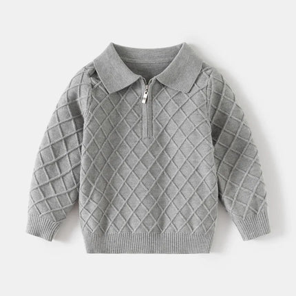 1-8T Toddler Kid Boy Sweater Spring Winter Clothes Warm Pullover Top Long Sleeve Plaid Sweater Girl Fashion Gentleman Knitwear