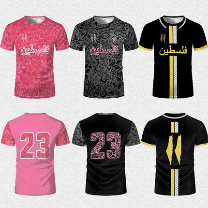 New Palestinian Flag Jersey Summer Light Luxury Digital Breathable Printed Short-sleeved Men And Women Fashion Sports T-shirt