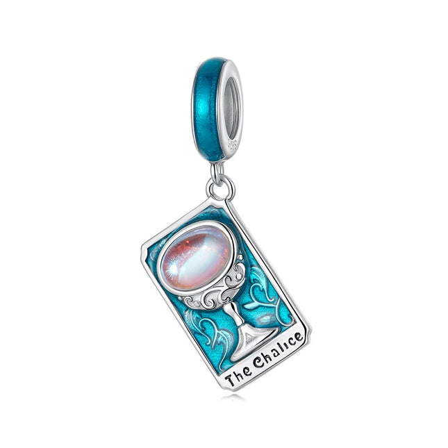 WOSTU 925 Sterling Silver Colorful Tarot Cards Charm Pendent Magic Star Moon Sun Lover Bead Fit DIY Bracelet Necklace Women Gift
