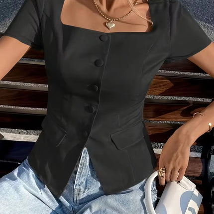 Women's Elegant Sleeveless Blouse - Chic Office to Party Tops, Structured Non-Stretchy Shirt Blouse for Women, Everyday & Formal