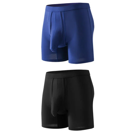 2PCS Mens Long Legs Underwear Separate Ball Pouch Breathable Comfort Sport Seamless Boxer Trunks Shorts Calzoncillo Hombre