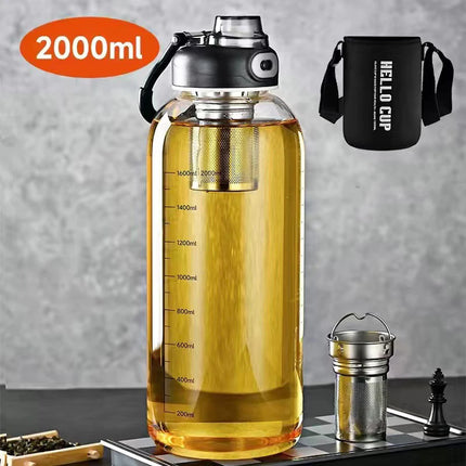 Large Capacity Glass Water Bottles With Tea Strainer Travel Portable Tea Infuser Bottle For Sport Camping Drinkware Gift For Man