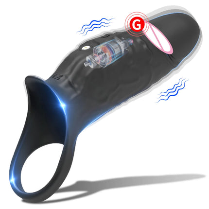 Vibrating Penis Sleeve Cock Ring G Spot Stimulate Sex Toys for Men 10 Vibration Modes Erection Trainer Delay Ejaculation Sex Toy