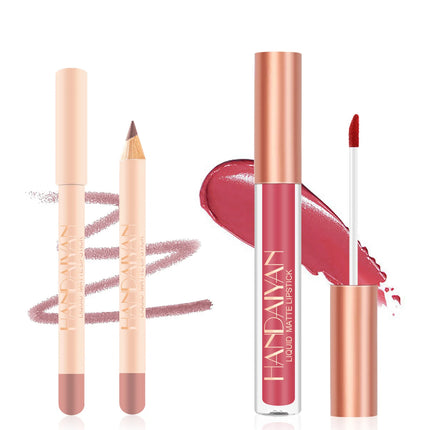 Handaiyan Lip Liner Lipgloss Set Waterproof Matte Liquid Lipstick Pencil Sexy Red Long Lasting Lipliner Makeup Cosmetics