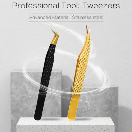 1pc Fiber Tip Tweezers Stainless Steel Straight Curved Nail Tools Volume Eyelash Accurate Tweezers Clip Set Makeup Tools