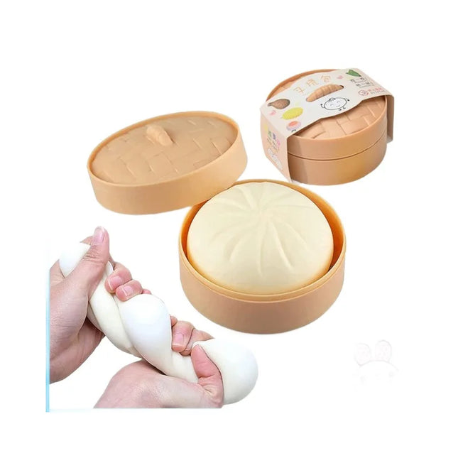 Cute Bao Bun Dumpling Squishy Slime Stress Relief Toys Non-Stick Clear Glitter Slime Stress Ball Fidget Toy for Kids Party Favor