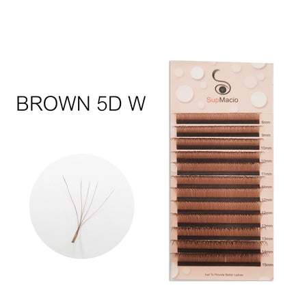 Supmacio Brown 3D/4D/5D W Lashes Bloom Automatic Flowering Soft Premade Fans Natural Soft Individual Eyelashes