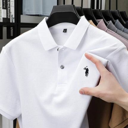 100% pure cotton new high-end brand men's short-sleeved polo shirt summer fashion hot selling pony embroidery golf top T-shirt