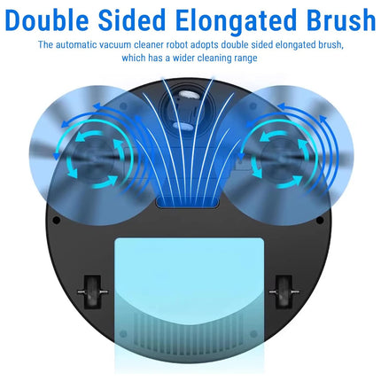 USB Rechargeable Robot Vacuum Ultra-Thin Cordless Robot Vacuum Smart Navigation Low Noise Ideal for Pet Hair Hard Floor Carpet