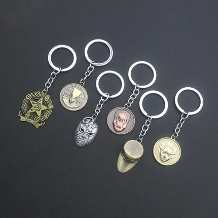 Anime JoJo Bizarre Adventure Keychains Killer Queen Higashikata Josuke Bow Arrow Pendant Keyring For Women Men Car Accessories