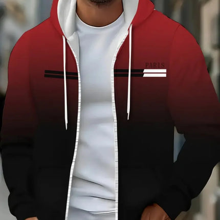 Fashion Gradient Graphic Hooded Zip-Up Casual Sports Pocket Design Long Sleeve Streetwear Outdoor Travel Street Oversized Hoodie