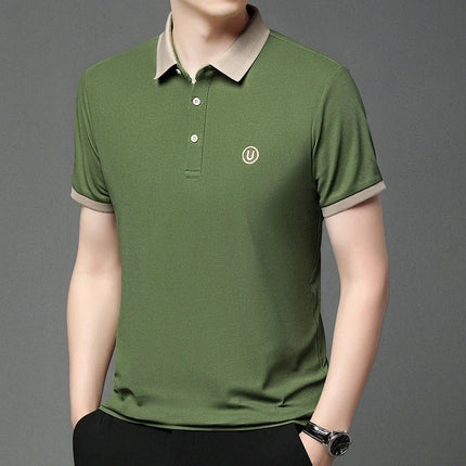 2024 Men's New Embroidered Cotton Business Casual Short Sleeve POLO Shirt Fashion Short Sleeve Comfortable and Breathable Top