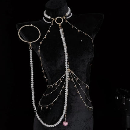 Pearl Ball Gag Collar Heart-Shaped Nipple Labia Clips Metal Bell Body Chain Sexy Accessories Multiple Sizes Butt Plugs Sex Toys