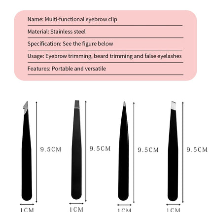 4Pcs/Set Professional Eyebrow Tweezers Eyebrow Hair Removal Clip Makeup Sets Eyelash Extension Eyelash Tweezers Beauty