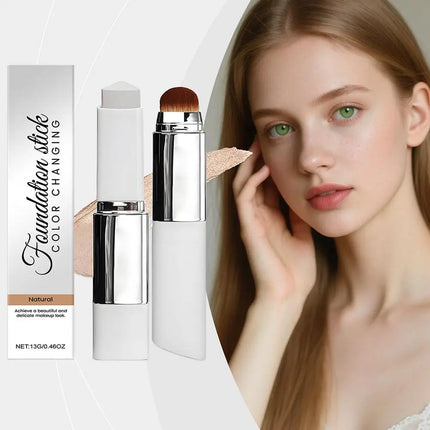 2-in-1 Color-Changing Foundation Stick - Lightweight Hydrating Brightening Matte Moisturizing Foundation Concealer Makeup