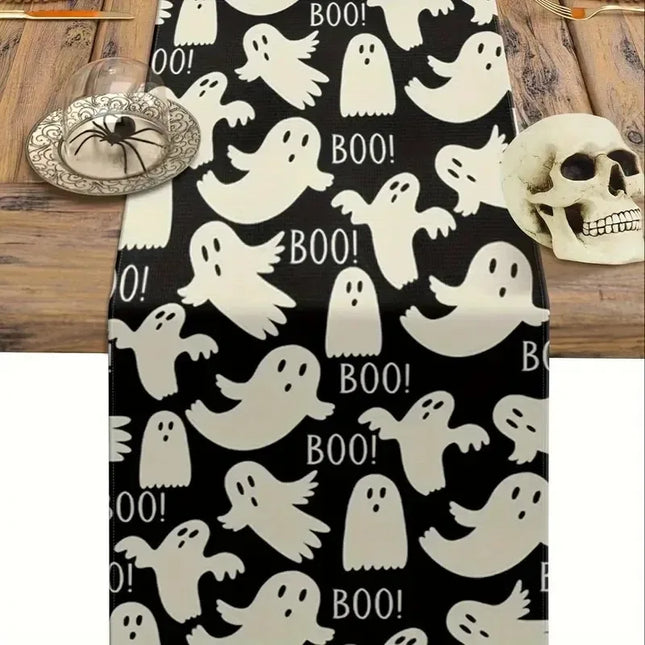 Vintage Linen Table Runner 2D Flat Printed Ghost Coussin Cushion Covers Room Decor Home Decor Items Kitchen Dining Halloween