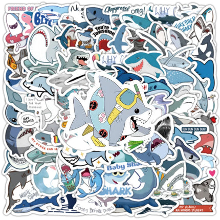 100Pcs Cute Cartoon Shark Ocean Sticker Set - Waterproof Decor for Luggage & Phones AnimeWorlds Store