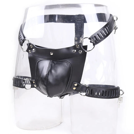 Newest Male Faux Leather Chastity Belt Straps Lockable Bondage BDSM Penis Cock Cage Male Chastity Devices Belt Erotic Sexy Toys