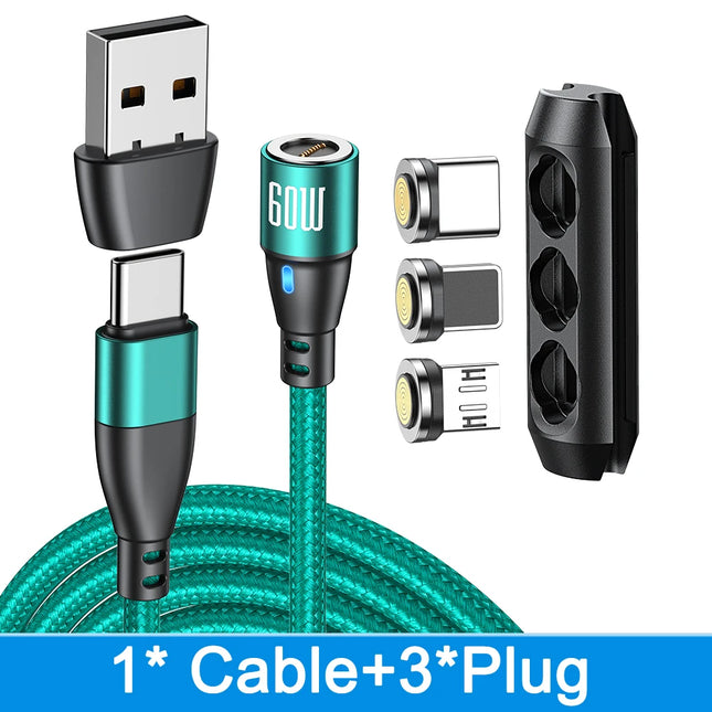 AUFU 60W Magnetic Cable Fast Charging For Mobile Phone Magnet Charger Wire Cord Micro Type C Cable For iPhone 15 Samsung Macbook