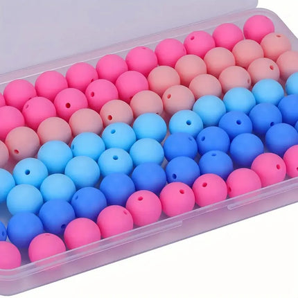 40/80PCS 15mm silicone bead combination set, perfect for DIY handmade crafts such as keychains, necklaces, bracelets, etc.