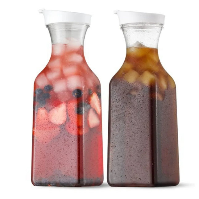 New 32OZ 1000ML Juice Carafe Square Plastic Fridge Beverage Containers Clear Large Cool Water Bottle Pantry Storage