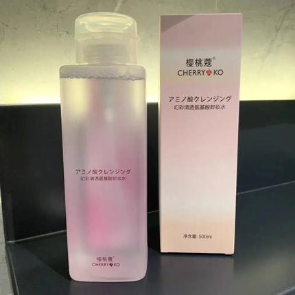 Gentle Amino Acid Makeup Remover for Eyes Lips Face - Press Pump Bottle Makeup Removal Water, Triple Cleansing Solution