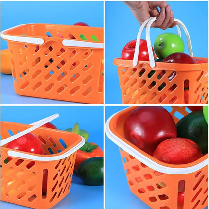 2pcs Shopping Basket Toys, Kids Grocery Basket with Handle for Kids Pretend Play Grocery Basket Toys