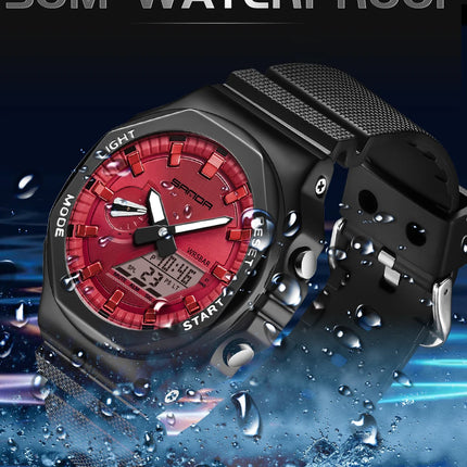 SANDA 3167 Top New Style Men's Casual Military Outdoor Sport Wrist Watch Quartz 50M Waterproof Fashion Dual Display Men's Watch