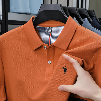 100% pure cotton summer new fashionable men's shortsleeved luxury customized business polo shirt exquisite embroidery Tshirt top