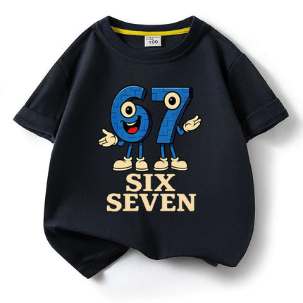 Kids Short Sleeve Tee T-shirt 67 Six Seven Funny Number Boys Girls Cotton Tops Sleeveless Girl T-shirt Summer Kids Clothing