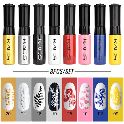 8PCS/Set 7ml Nail Stamper Polish Colorful Gold Silver White Print Art Decoration Image Plate Manicure Varnishes Lacquers Tools