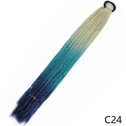 AZQUEEN Synthetic Gradient Color Dirty Braided Ponytail 60CM Elastic Rubber Band Braiding Pony Tail Hair Extensions For Girls