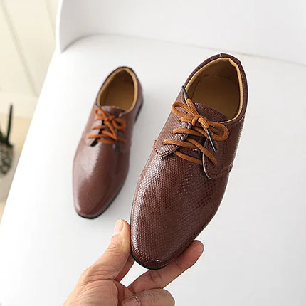 Iawesome Boys Leather Shoes Kids Flats Lace-up Children's Wedding Shoes For Toddlers Boy Big Boys Fashion For Performance